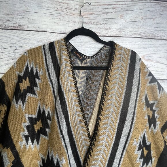 Corralle Poncho One Size Fits All Southwestern Aztec Western Style Lightweight - Picture 3 of 13